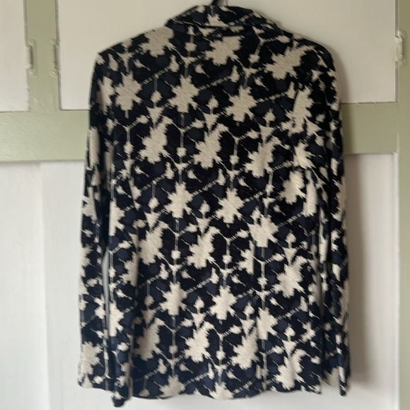 Nic+Zoe Knit Blazer Cardigan Long Sleeve Partial Closure - Blue Cream Size PP - Picture 12 of 15